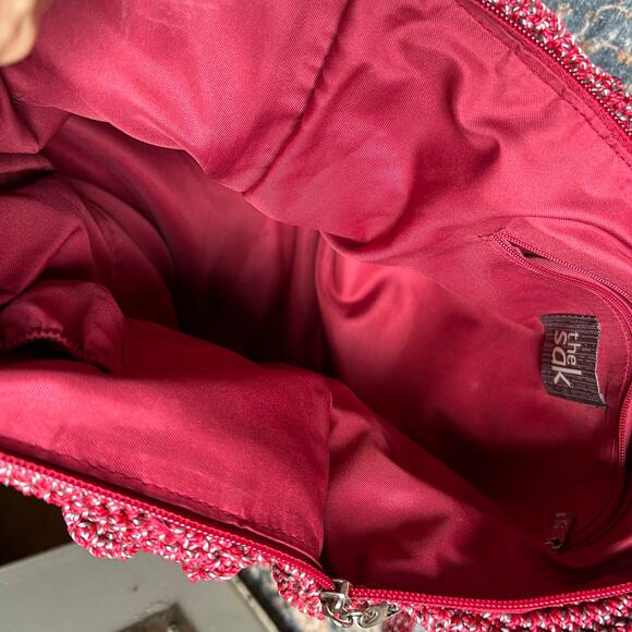 The Sak Red Green Blue Rainbow Stripe Handbag Purse Tote Beach Bag - Picture 9 of 13